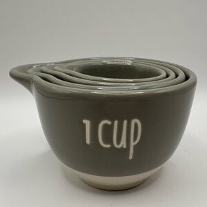 Creative Co-Op Ceramic Measuring Cups Set Neutral Farmhouse RaeDunn-Style 4pc